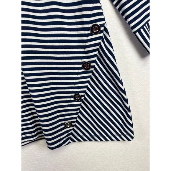 Southern Lady navy blue & white striped tunic  size small New England nautical￼ - Picture 5 of 8